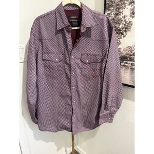 Forge FR Mens XL Maroon Diamond Pearl Snap Flame Resistant Work Shirt NFPA 2112